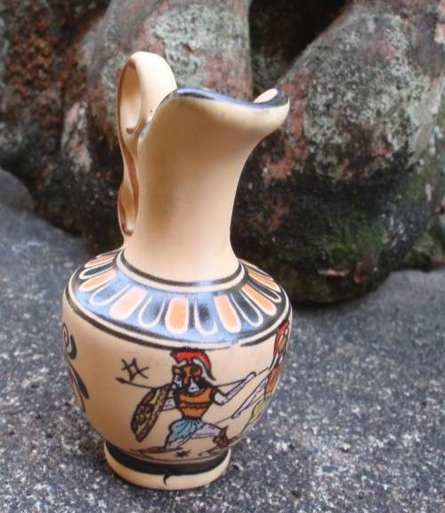 Greek hand painted miniature jug. Signed by the artist. Perfectly painted in miniature scale.