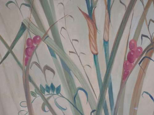 VINTAGE - MARGE MAGGS.  FABULOUS LARGE OIL PAINTING OF IRISES BY WELL KNOWN LISTED ARTIST!