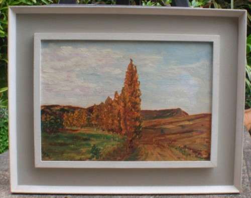 Vintage original oil painting of poplar trees in Clarens. Signed by artist. Wonderful piece