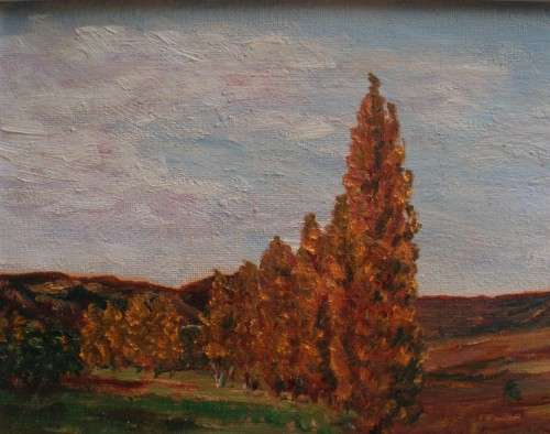 Vintage original oil painting of poplar trees in Clarens. Signed by artist. Wonderful piece