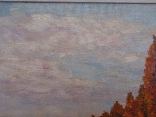 Vintage original oil painting of poplar trees in Clarens. Signed by artist. Wonderful piece