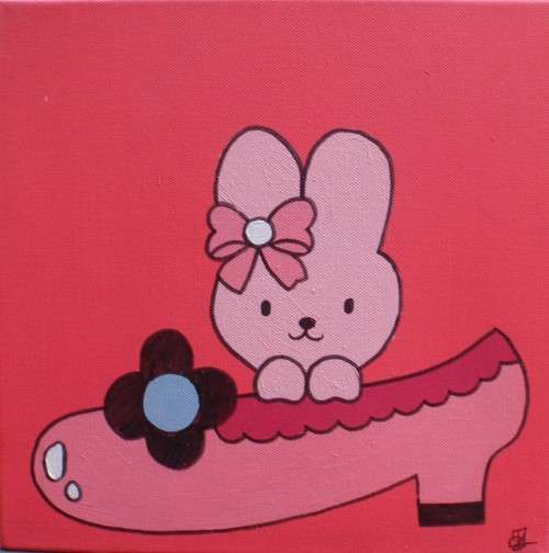 Pretty Pink - three delightful kitty original paintings on canvas frames - ready to hang.