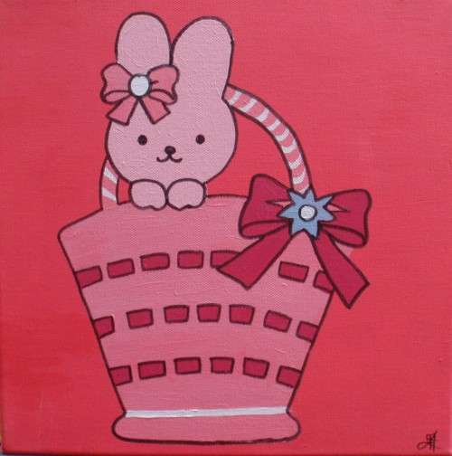 Pretty Pink - three delightful kitty original paintings on canvas frames - ready to hang.