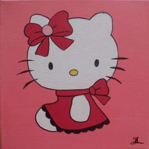 Pretty Pink - three delightful kitty original paintings on canvas frames - ready to hang.
