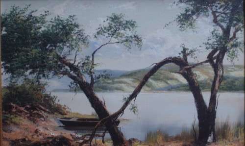 Original oil by S.Biram `The Fishing Boat` Lovely tranquil scene, well framed. Very good price!