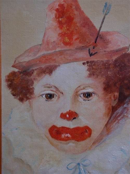 Original oil painting  by Monica Daish - known for her classic `Coco` clown paintings.