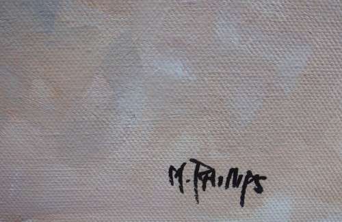 Original Mark Phillips, oil on canvas frame - well known KZN artist. Gorgeous neutral monochromatic.