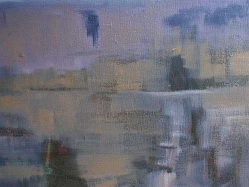 Original oil painting on stretched canvas `Butterfly` - sophisticated abstract in muted hues.