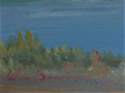 Vintage original oil by Wim Baartman  1919 - 1985 - African landscape. Listed artist.