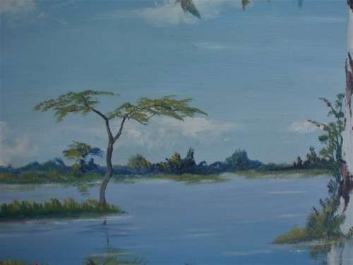 Vintage original oil by Wim Baartman  1919 - 1985 - African landscape. Listed artist.