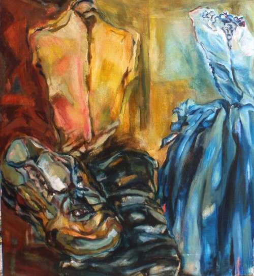Vintage orignal oil painting on canvas Backstage.  Fabulous impressionist piece of art.