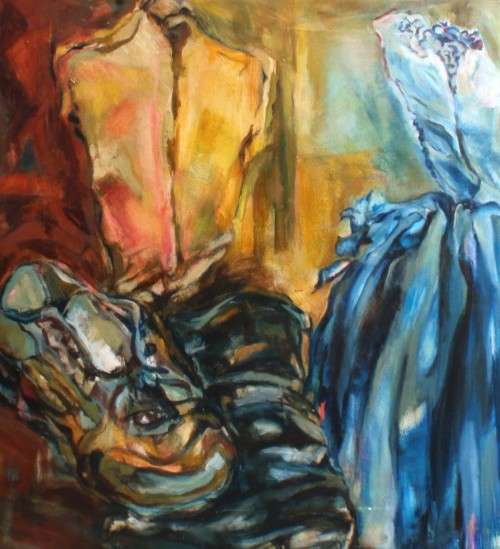 Vintage orignal oil painting on canvas Backstage.  Fabulous impressionist piece of art.