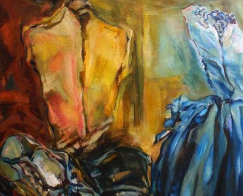 Vintage orignal oil painting on canvas Backstage.  Fabulous impressionist piece of art.