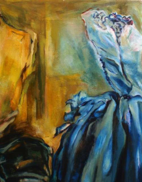 Vintage orignal oil painting on canvas Backstage.  Fabulous impressionist piece of art.
