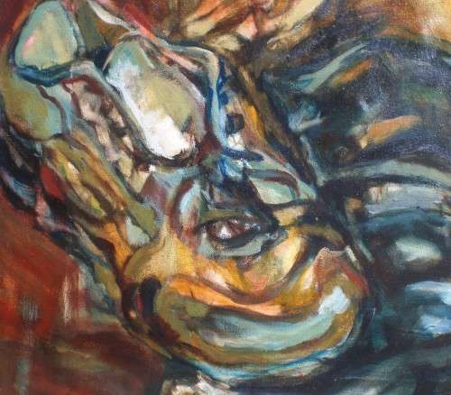 Vintage orignal oil painting on canvas Backstage.  Fabulous impressionist piece of art.