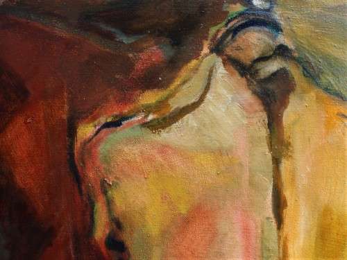Vintage orignal oil painting on canvas Backstage.  Fabulous impressionist piece of art.