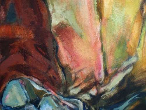 Vintage orignal oil painting on canvas Backstage.  Fabulous impressionist piece of art.