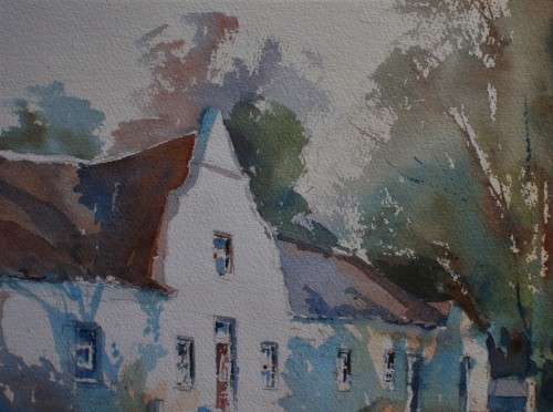 Original watercolour by Marion Townsend - reknown S.African artist. Cape Homestead.