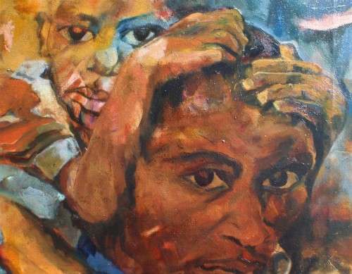 Vintage - Original Sally van Heyzen oil  `A Safe Place` Gorgeous abstract piece with resonance.