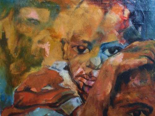 Vintage - Original Sally van Heyzen oil  `A Safe Place` Gorgeous abstract piece with resonance.