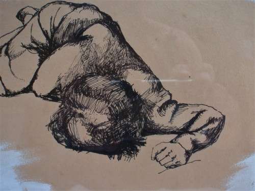 Interesting original ink sketch - lovely character monochrome piece!
