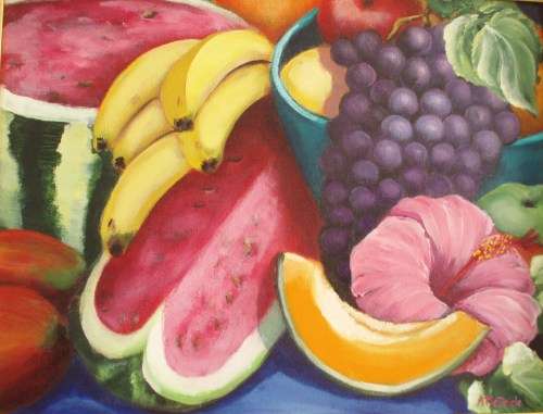 Two stunning originals, Arlene McDade - Tropical Fruit 1 & 2. Buy direct and save gallery commission