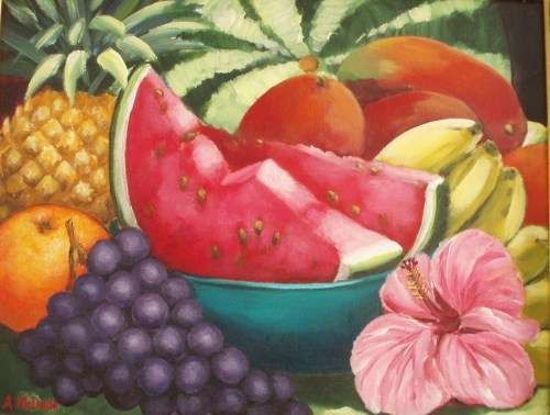 Two stunning originals, Arlene McDade - Tropical Fruit 1 & 2. Buy direct and save gallery commission