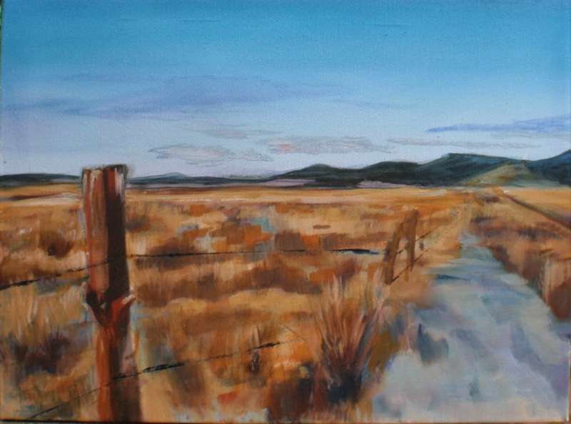 Original oil on canvas. S.African landscape with big open spaces and cobalt skies.