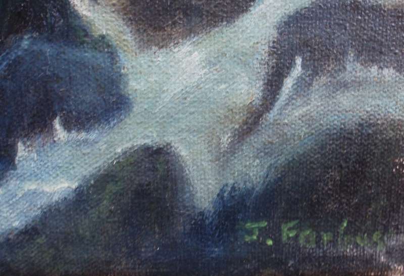 Original oil painting on canvas, mysterious `Night Sea`.  Evocative seascape.