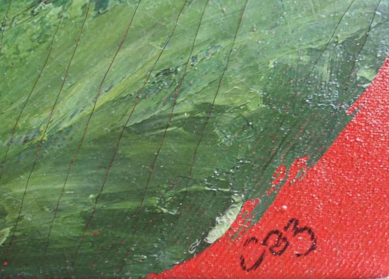Stunnning, bold original oil `Strelitzia` on canvas - abstract palette knife painting.