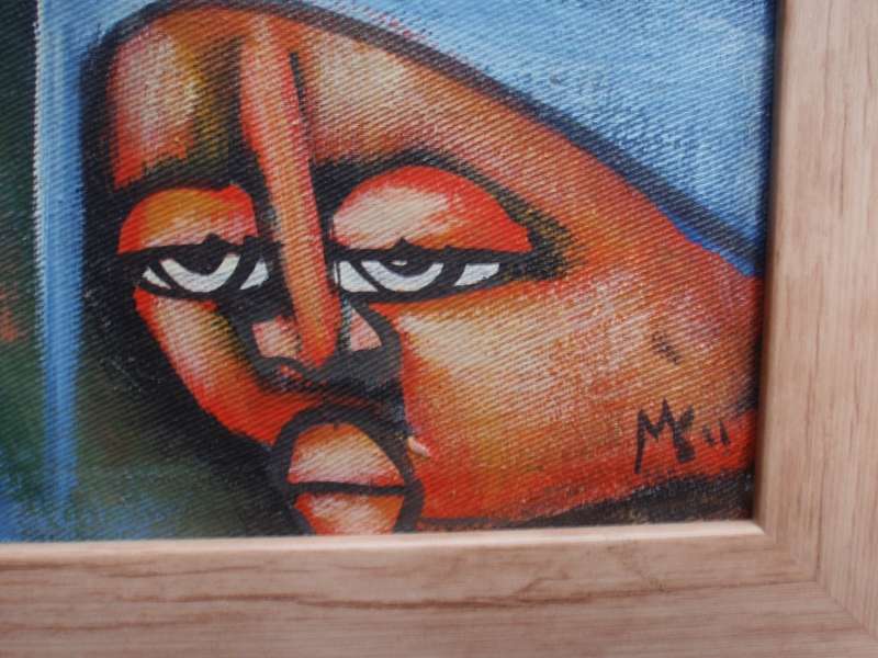 Bold African Figures - original abstract oil (Picasso style) painting of women fruit sellers.