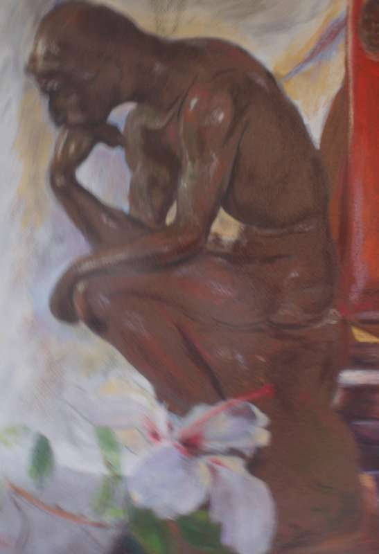 Original by E.Pampallis - sophisticated gouache/pastels `Study in Brown` framed behind glass.
