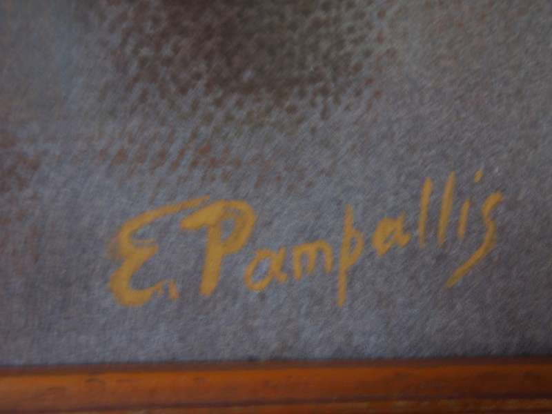Original by E.Pampallis - sophisticated gouache/pastels `Study in Brown` framed behind glass.