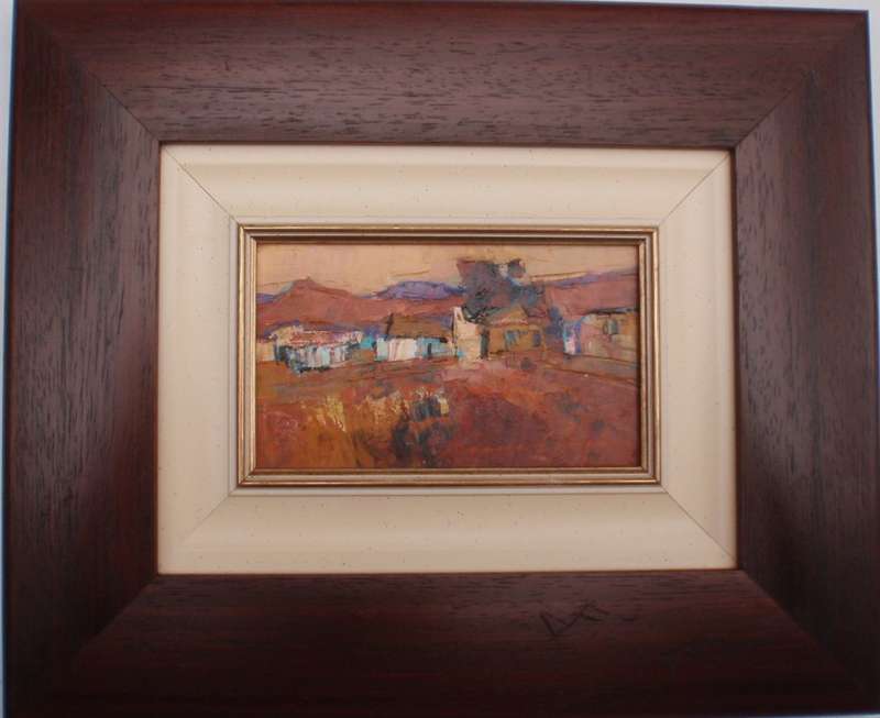 A pair of original Diane Erasmus abstract impressionist, S.African landscapes, well framed.