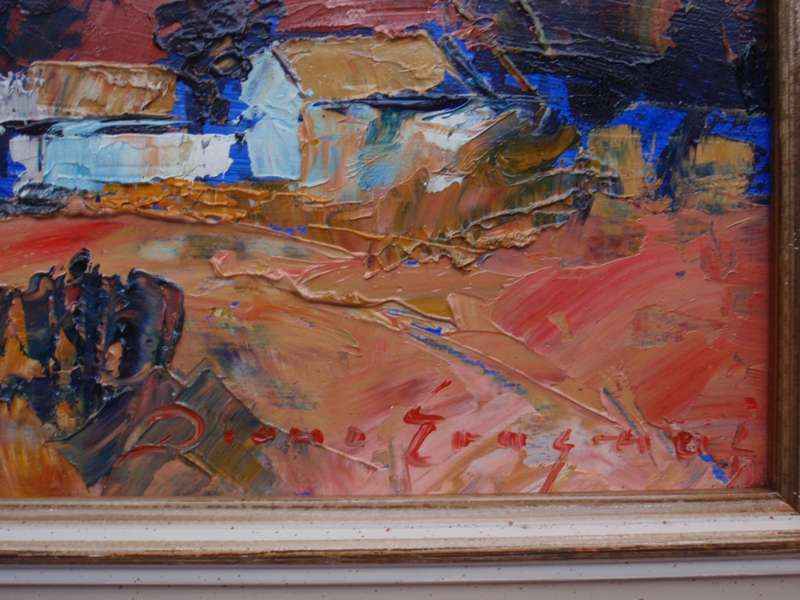 A pair of original Diane Erasmus abstract impressionist, S.African landscapes, well framed.
