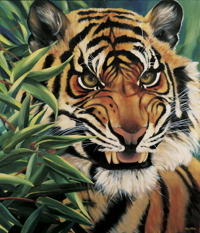 Large original Arlene McDade painting - Endangered - Well below gallery price.