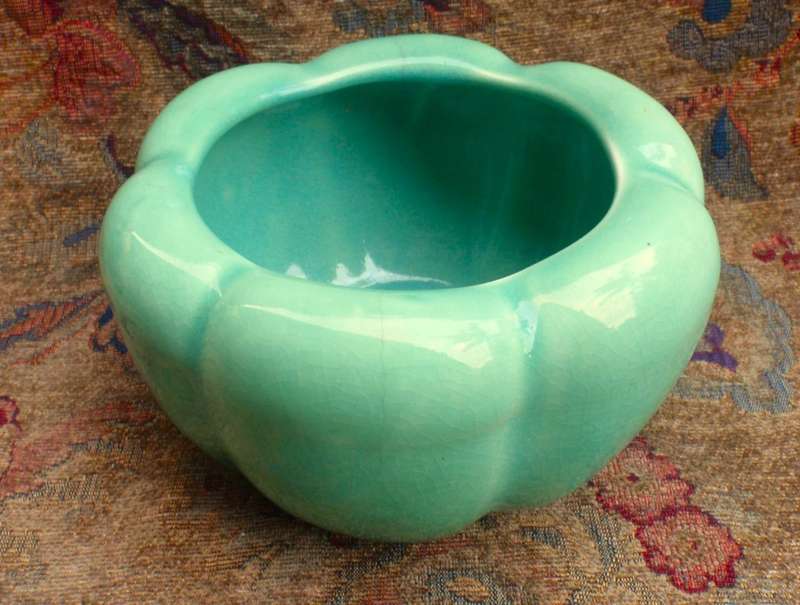 Gorgeous Pumpkin Vase - Fabulous jade-green colour.  Has `6`on base.