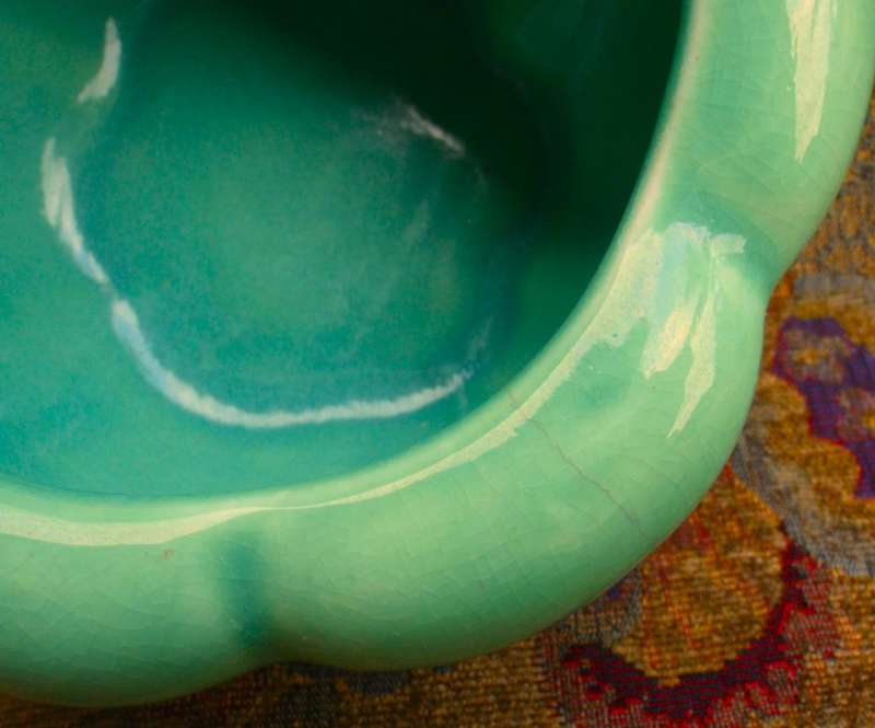 Gorgeous Pumpkin Vase - Fabulous jade-green colour.  Has `6`on base.