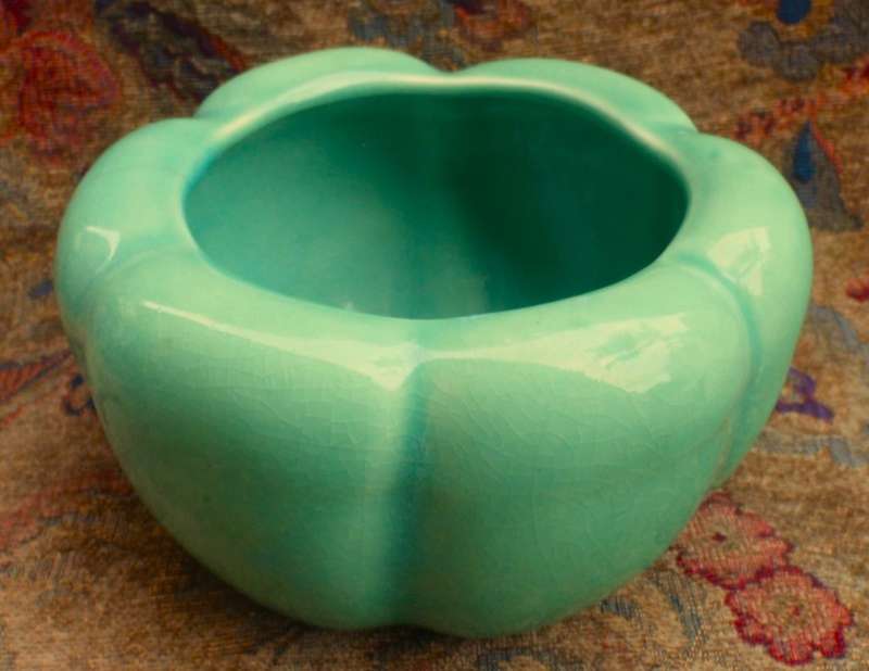 Gorgeous Pumpkin Vase - Fabulous jade-green colour.  Has `6`on base.