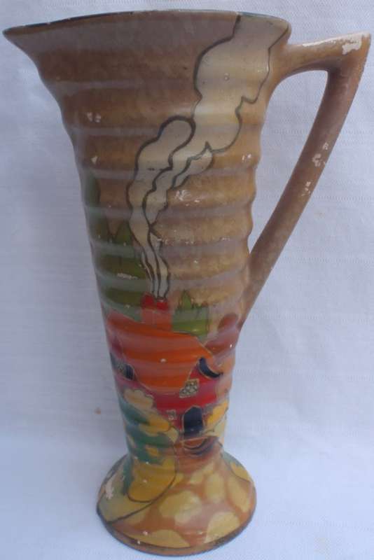 Art Deco - Savoy Wilton - hand painted vase, design reminecent of Clarice Cliff designs.