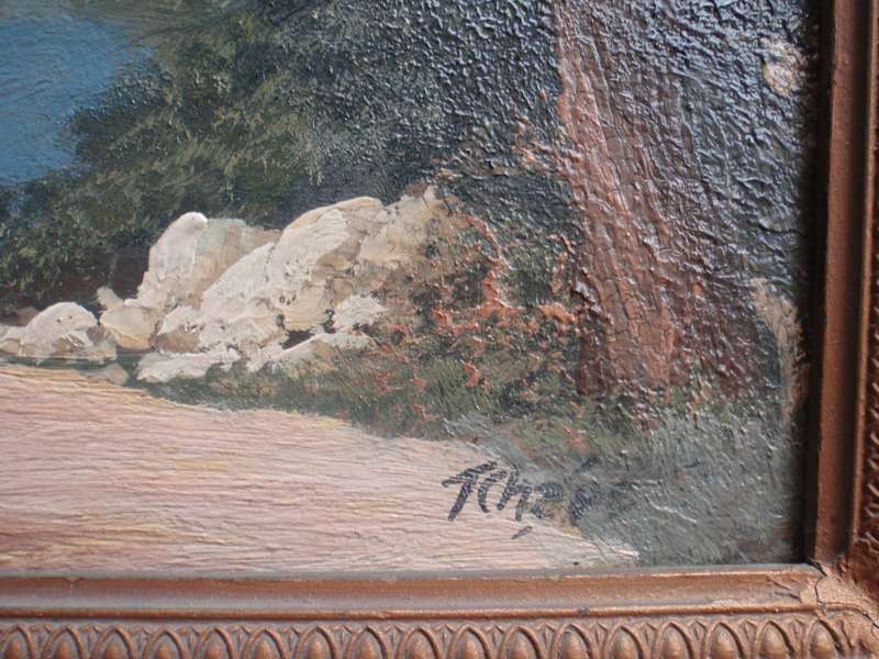 Majestic vintage oil painting by Tchape - Drakensburg Mountains - Lovely old piece of original art.