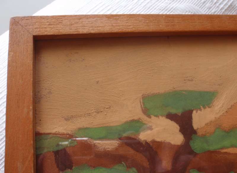 Vintage painting of African village life - signed J.Hamilton,1974 Stunning naive art in gouache.
