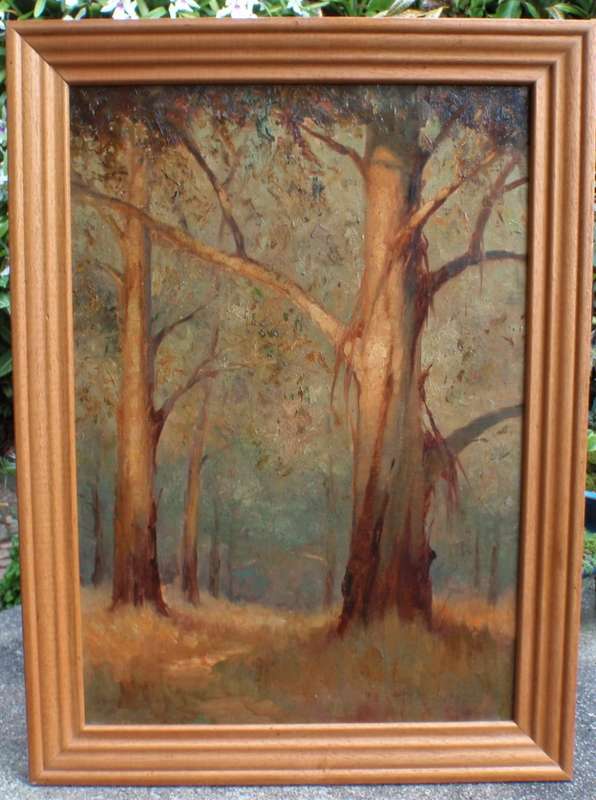 A pair of large original oil paintings Amber Forest - beautiful ethereal scenes.  See both.