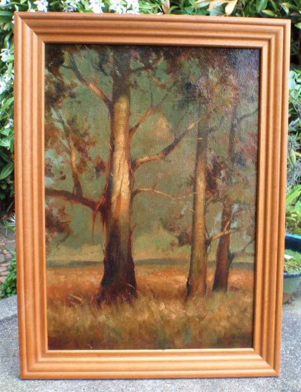 A pair of large original oil paintings Amber Forest - beautiful ethereal scenes.  See both.
