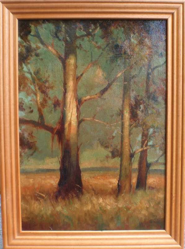 A pair of large original oil paintings Amber Forest - beautiful ethereal scenes.  See both.