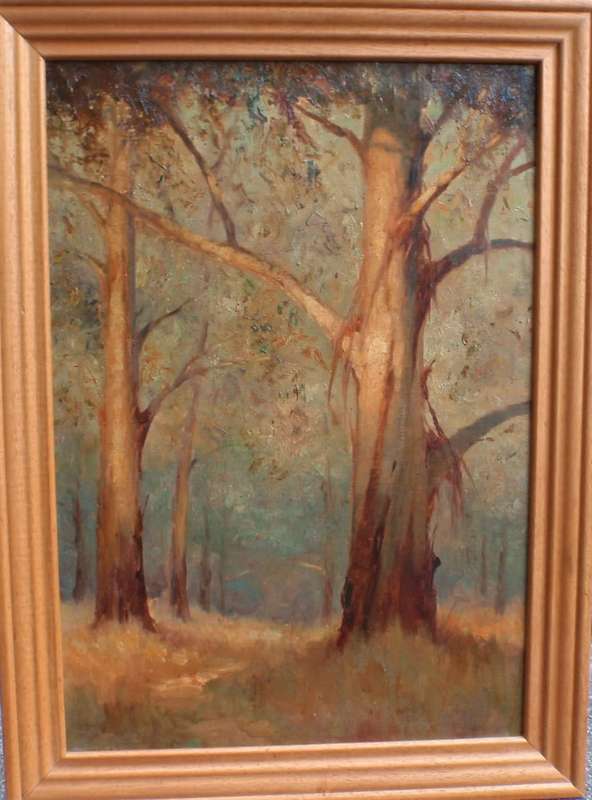 A pair of large original oil paintings Amber Forest - beautiful ethereal scenes.  See both.