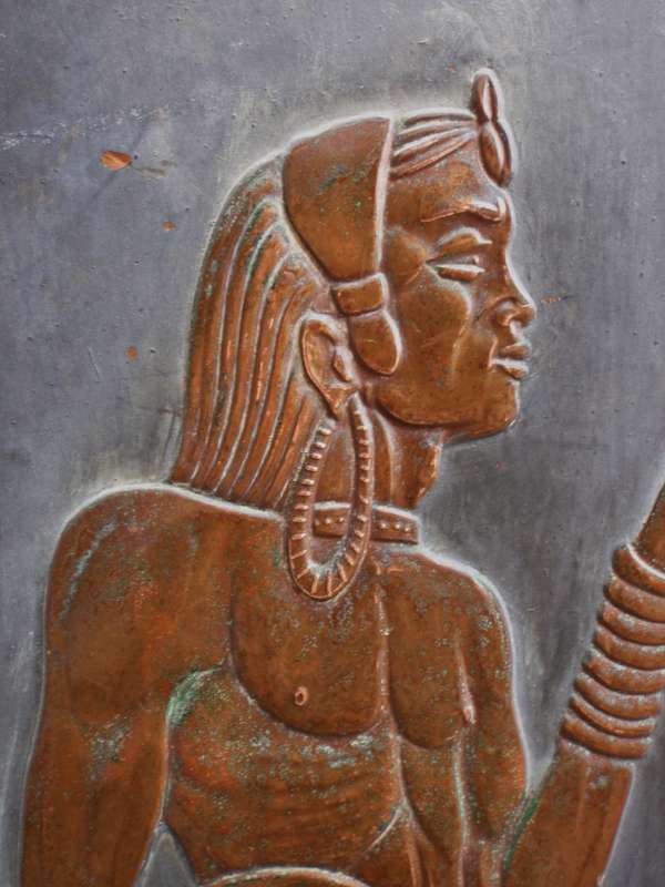 Authentic Maasai Warrior copper panel by Kenya`s artist Nafulla. Collectible African artistry.