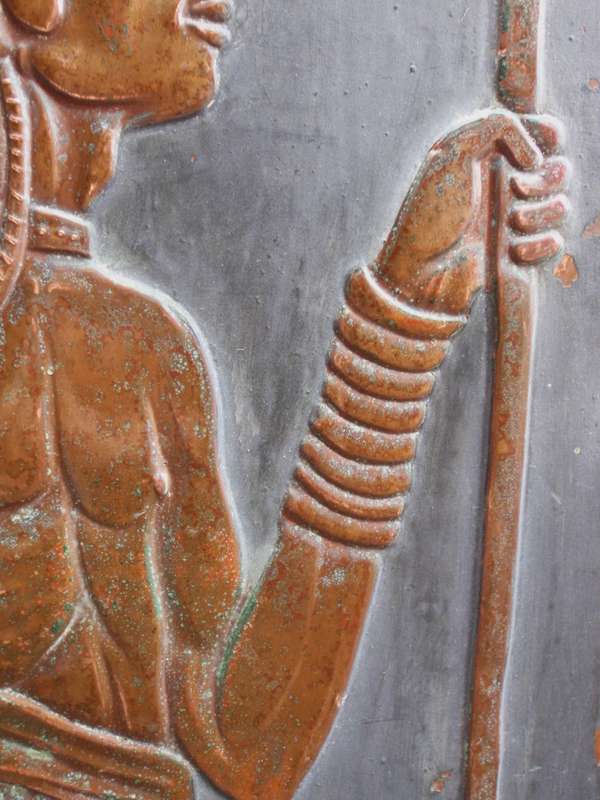 Authentic Maasai Warrior copper panel by Kenya`s artist Nafulla. Collectible African artistry.