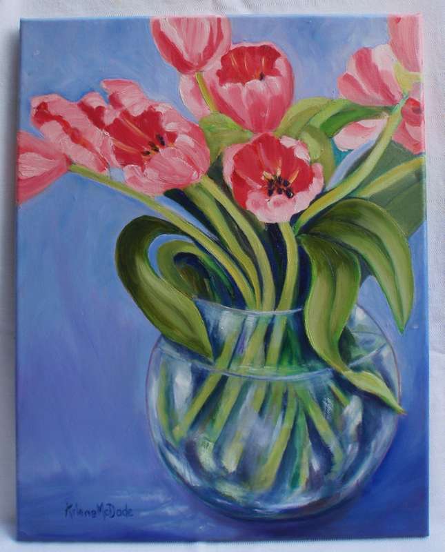 Original Arlene McDade `Tulips` on canvas - Invest in S.African artists.
