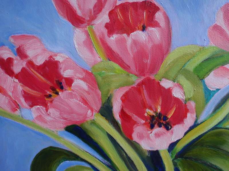 Original Arlene McDade `Tulips` on canvas - Invest in S.African artists.
